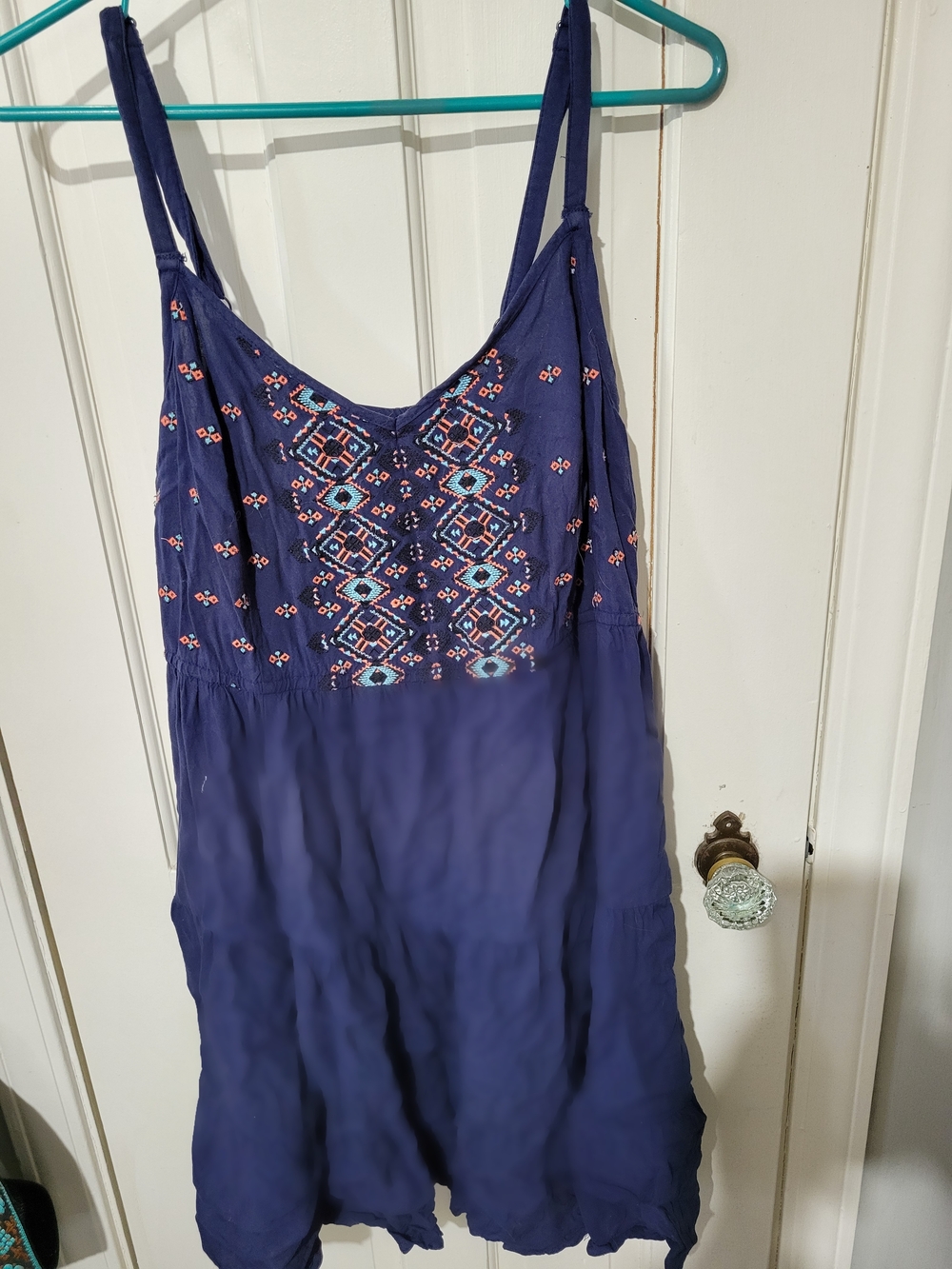 torrid Navy Dress with Teal and Coral Embroidery